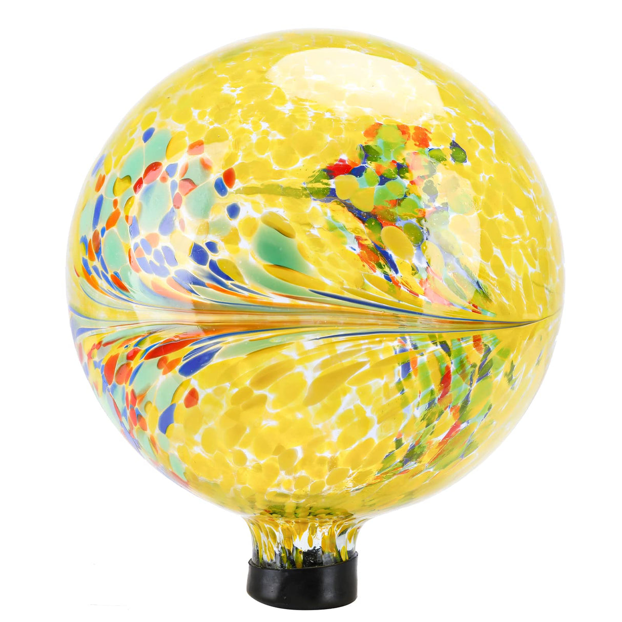 VCUTEKA Gazing Ball, Glass Gazing Balls Sphere for Garden Lawn Outdoor Ornament Yard Decorative, Yellow Swirl, 10"