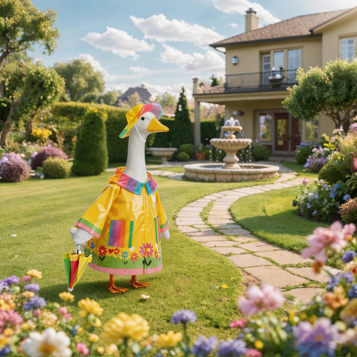 TAZKZZY Raincoat Porch Goose Outfits, Spring Goose Clothes for Garden Decor