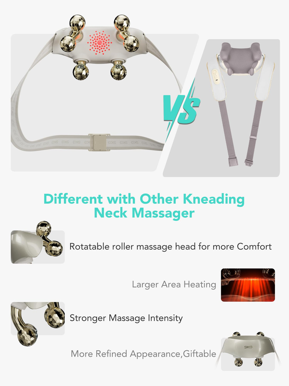 SKG Neck Massager for Pain Relief Deep Tissue FSA HSA Eligible Shiatsu Neck and Shoulder Massger with Heat Flex Massager H7 Ultra E Faher Day Gift