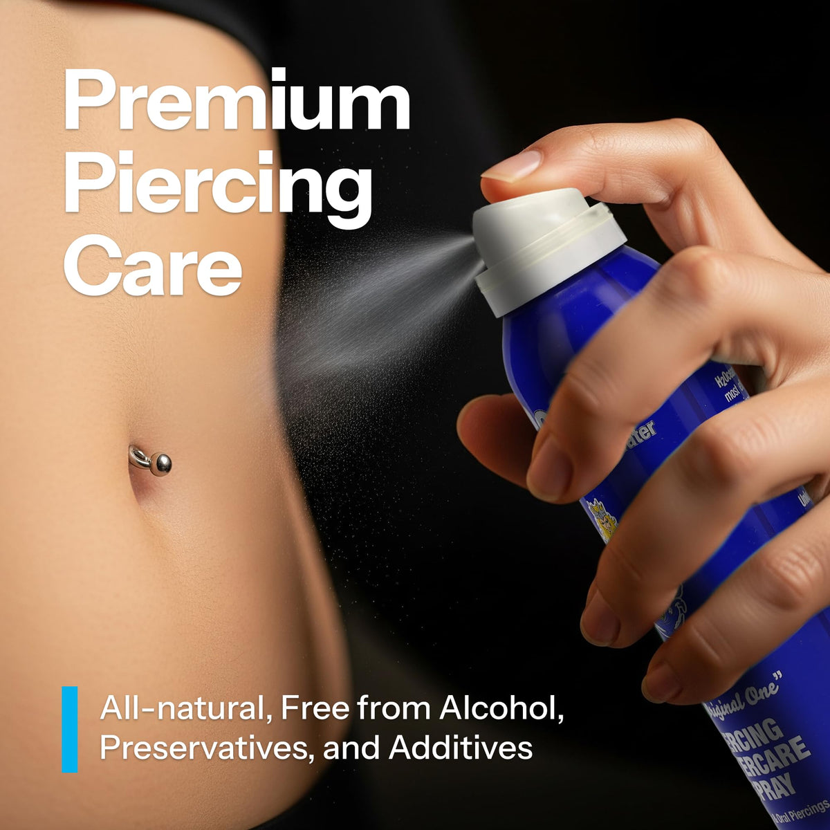 H2Ocean Piercing Aftercare Spray, Sterile Sea Salt Saline Solution, 4 oz