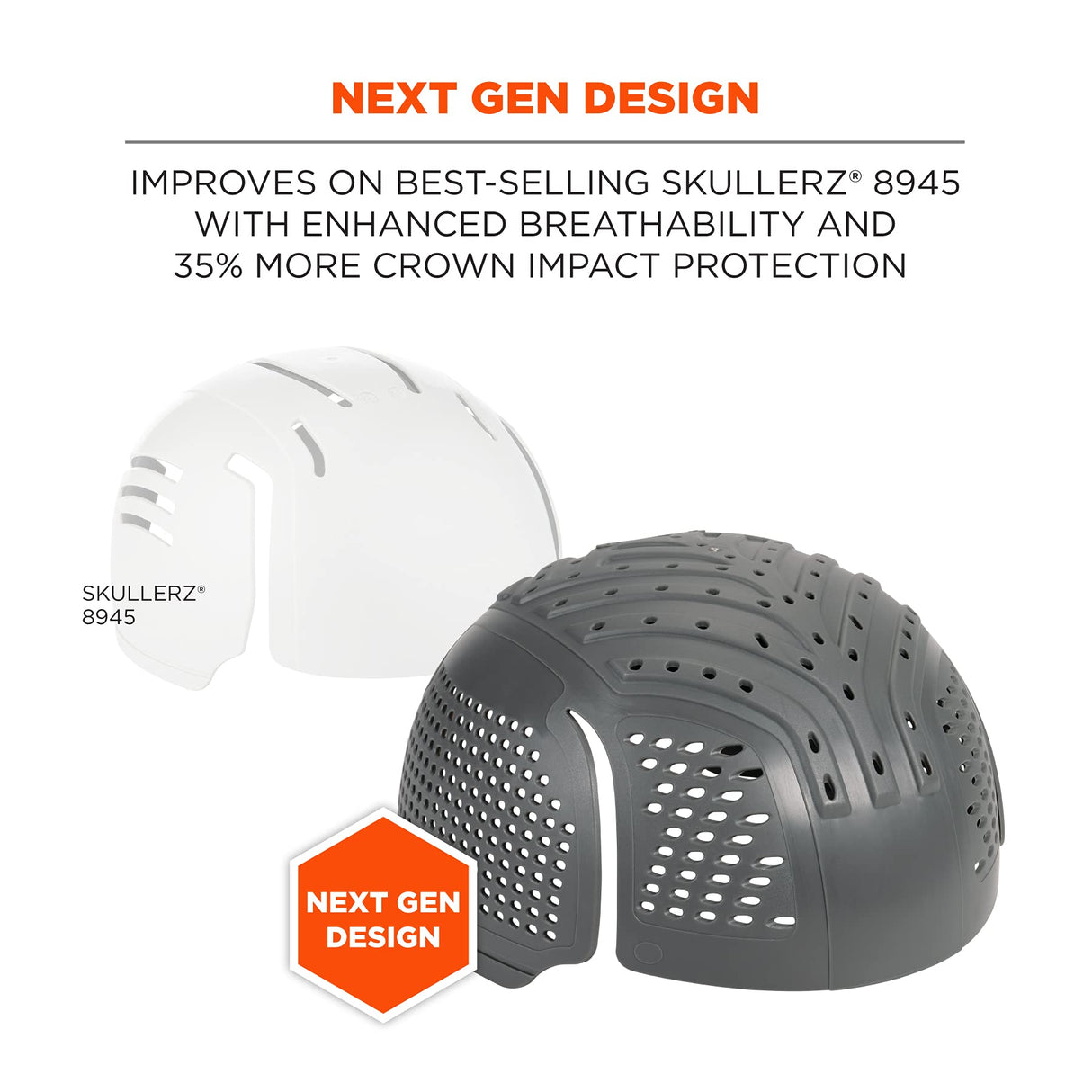 Ergodyne Skullerz 8945F(x) Universal Bump Cap Insert with Extra Venting, Fits Into Any Baseball Hat, 2-Pack, Charcoal