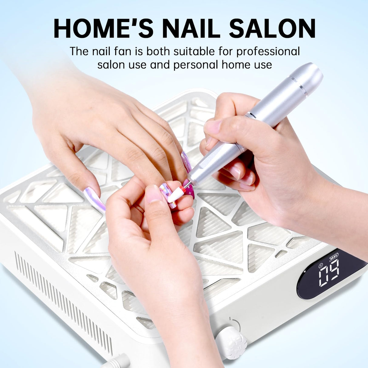 CHRISTINE SHELLY Nail Dust Collector, Powerful Vacuum Fan Vent Dust Collector Extractor Dust Suction Machine for Acrylic Nails Polishing, Nail Salon, White