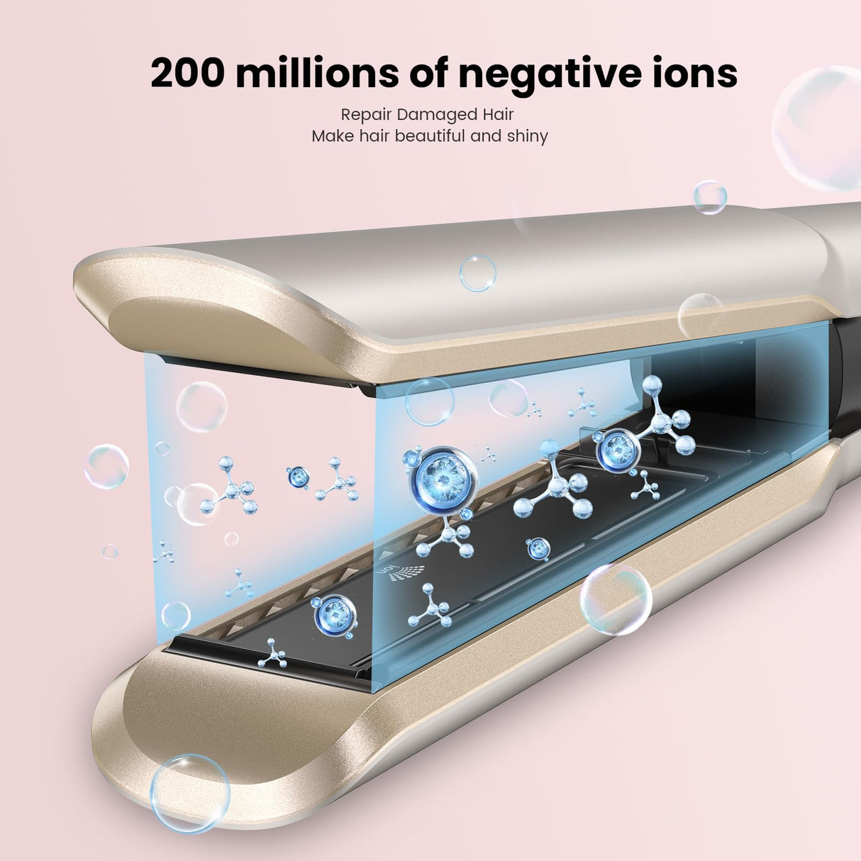 Hair Straightener - 2 in 1 Wet to Dry Hair Dryer and Straightener with High-Speed Airflow + Rapid Heat-Up + Customizable Temperature + LCD Display & Auto Shut-Off + No Heat Damage for All Hair Types