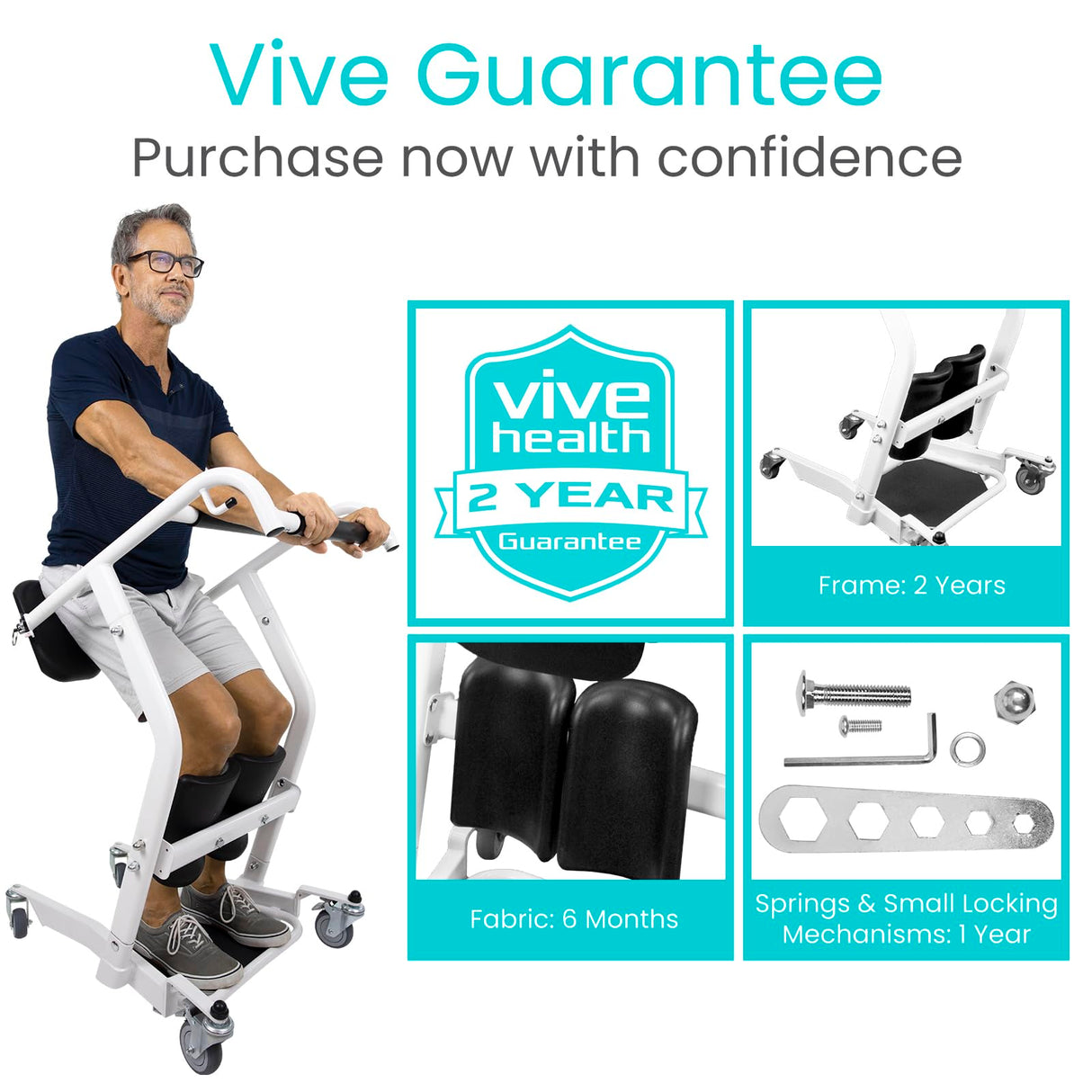 Vive Mobility Sit to Stand Patient Lift for Handicapped - Stand Assist Lift Aid for Home Care Use - Elderly Lift Assist Transfer Device - Transport Chair Stand Assist for Seniors, Adults & Disabled