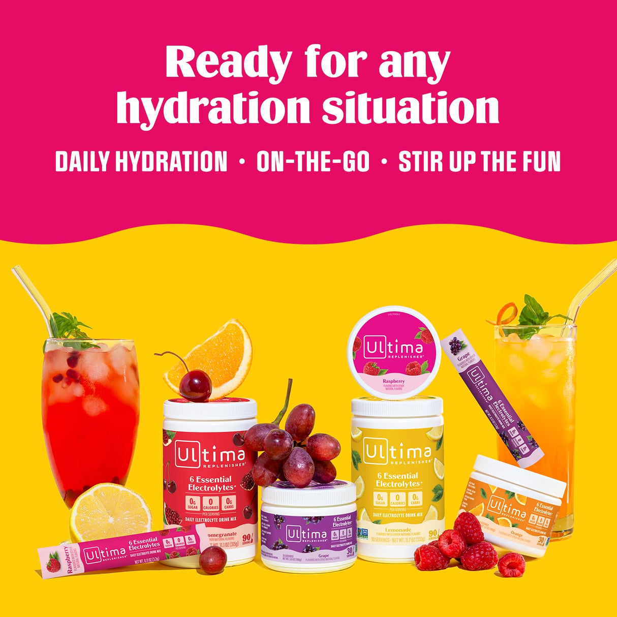 Ultima Replenisher Daily Electrolyte Powder Drink Mix – Sugar Free – Passionfruit, 20 Stickpacks – Hydration Packets with 6 Electrolytes and Trace Minerals – Keto Friendly, Non-GMO