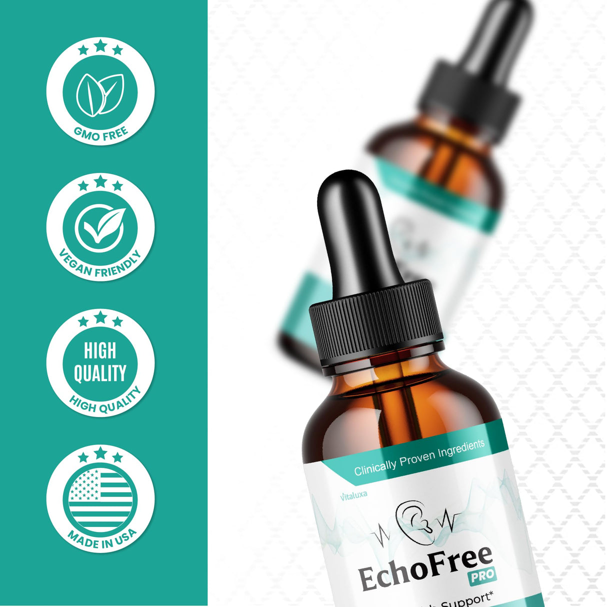 Echo Free Tinnitus Drops - EchoFree Ear Tinnitus Relief for Ringing Ears, Ecofree Liquid Supplement Drops Ear Ringing Health Support Treatment, Eco Eardrops Advanced Vitamin Formula Review (2oz/60ml)