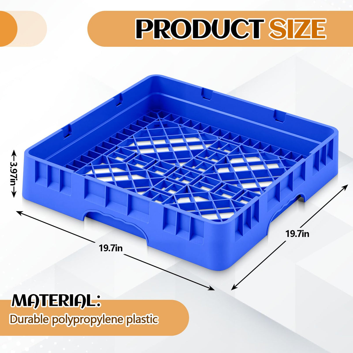 Aurelema 1 Pack Commercial Dishwasher Tray Rack Polypropylene Full Size Flatware Rack for Bowls Plates Knives Forks Cups (Basic,Blue)