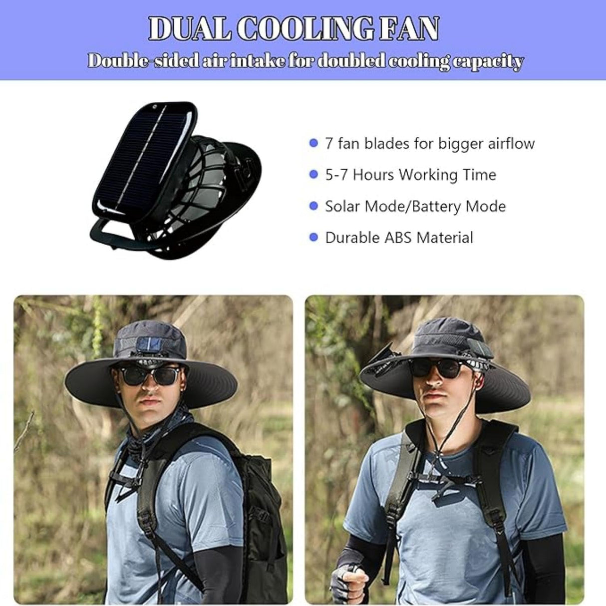 Tcairzl Solar Fan Hat,2025 New Solar Powered Fan Hat,with 2 Solar Fan Fishing Hat,Removable & USBCharging Fan (US, Alpha, One Size, Camouflage)