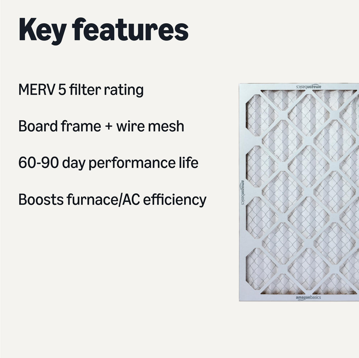Amazon Basics MERV 5 AC Furnace Air Filter, 16x25x1 inches, 6-Pack (Actual size: 15.75" x 24.75" x 0.75")