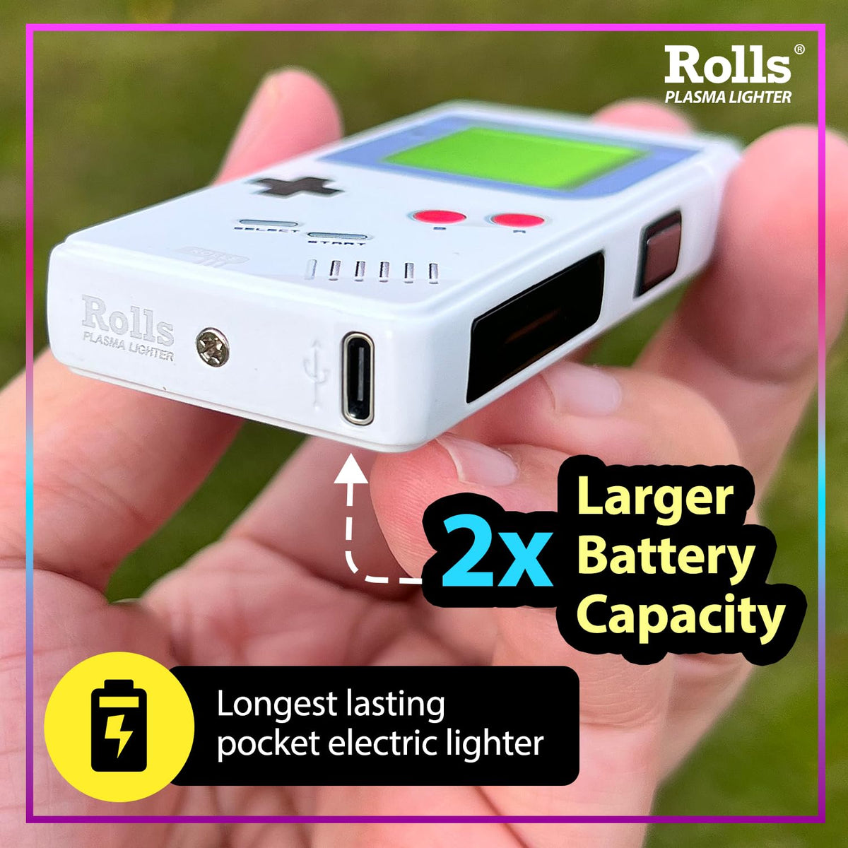 Rolls Electric Lighter - Cool Lighters - Retro Gamer Gifts for Men - Cool Gadgets - Custom Unique Birthday Gifts for Men - Stocking Stuffers - Candle Lighters - By Rolls Plasma Lighter (Grey)