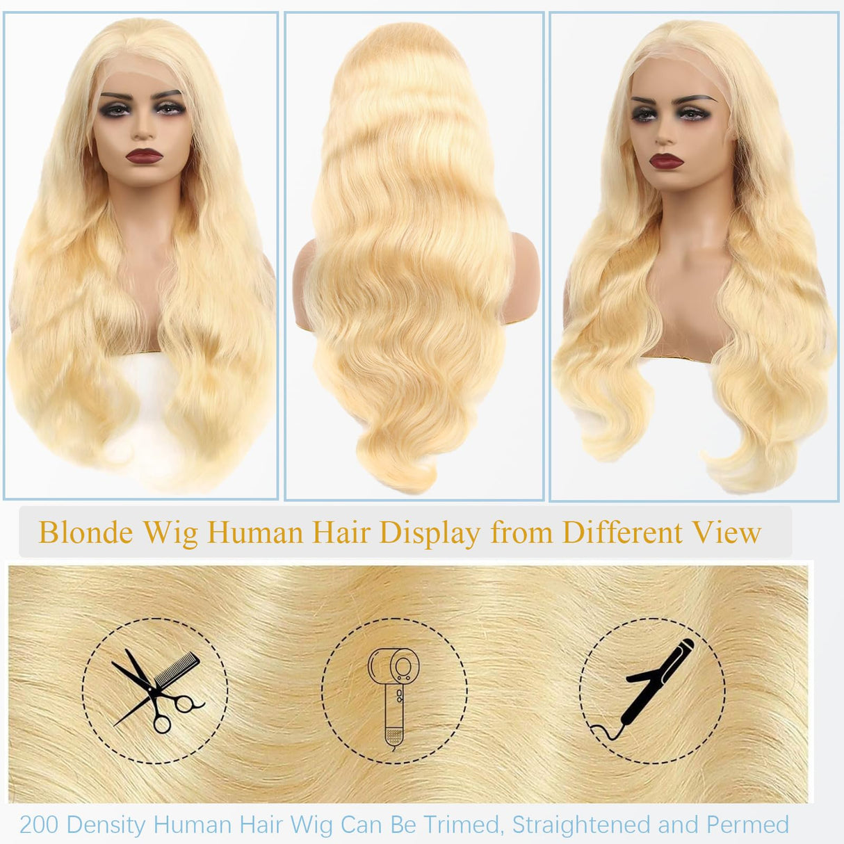 30 Inch 613 13x6 Lace Front Wig Human Hair 200 Density Body Wave Blonde Wig Human Hair Pre Plucked 613 HD Lace Frontal Wig 13x6 Body Wave Wigs With Baby Hair For Women