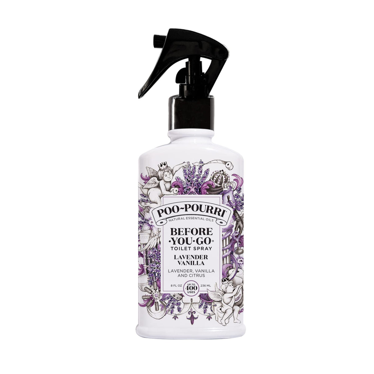 Poo-Pourri Before-You-Go 8oz Air & Toilet Freshener Lavender Vanilla Spray – Instantly Works to Trap Bathroom Odor – Plant Based Ingredients & Essential Oils – with Lavender, Vanilla & Citrus