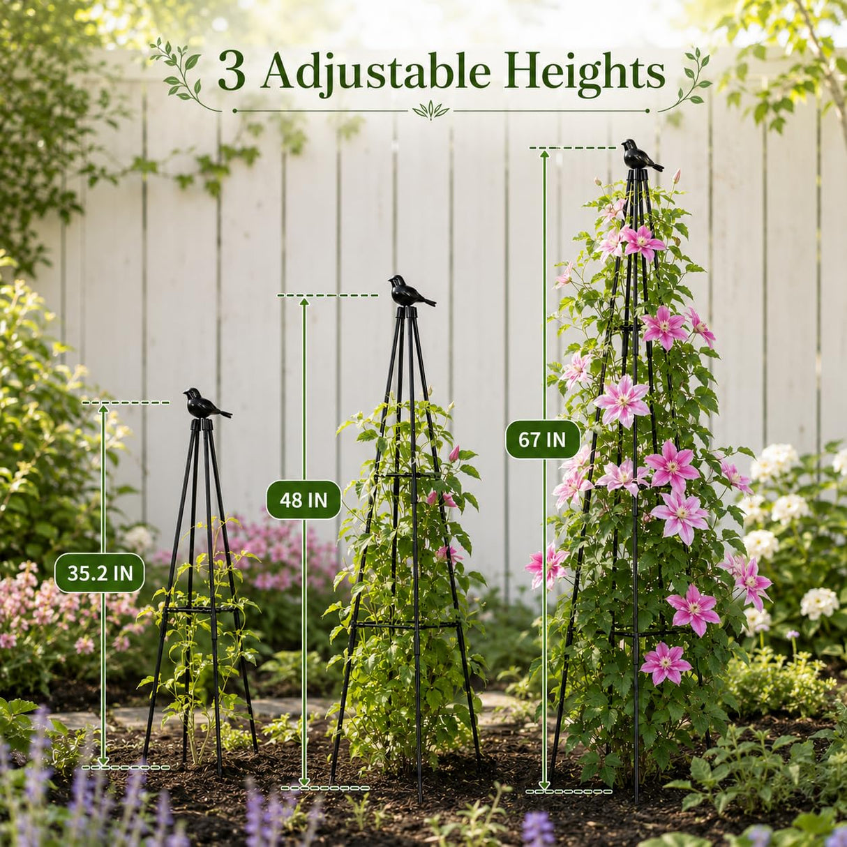 OTOSUNNY 67inch Garden Obelisk Trellis for Climbing Plants Outdoor, 2 Pack