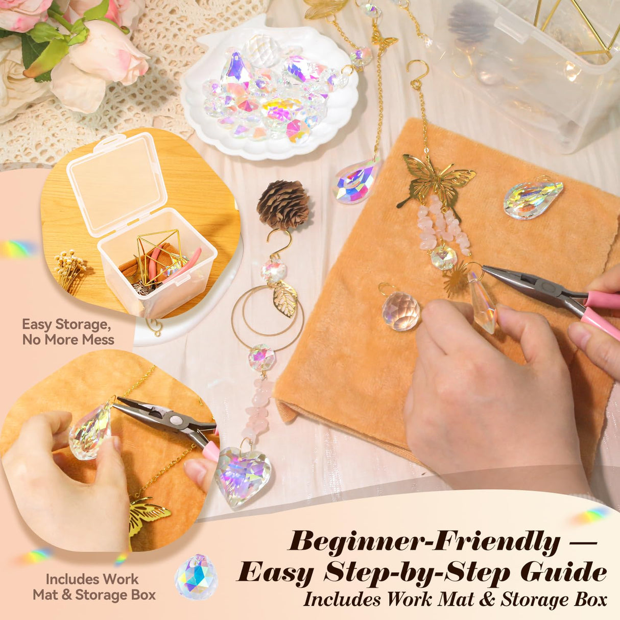 Ecoofor 407 pcs DIY Sun Catchers for Adults, DIY Suncatchers Making Kits,Hanging Decorative Suncatcher, Crystals Rainbow Maker for Indoor Home Decor