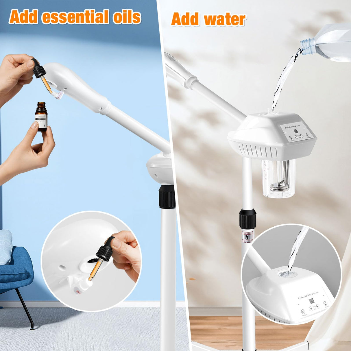 Chetunju Professional Facial Steamer for Ozone Humidifier Atomizer, Adjustable Height and Angle, Face Steamer Clean Skin Firming Pores and Moisturizing Suitable for a Beauty, Spa, at Home