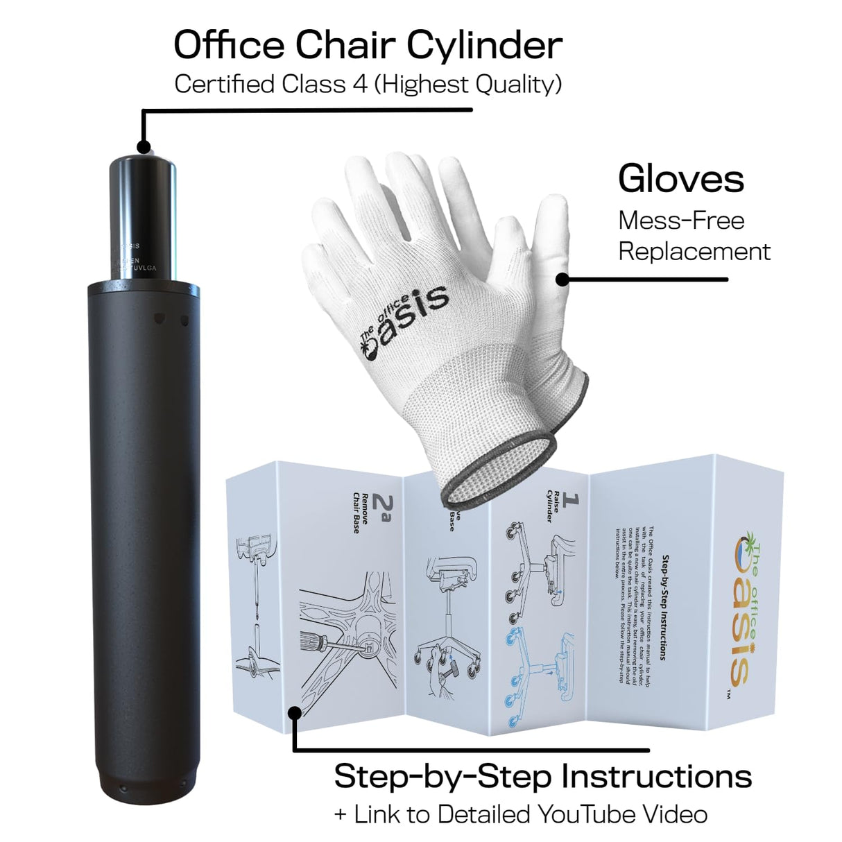 Office Chair Cylinder Replacement (As Seen On PBS) - Heavy Duty Pneumatic Gas Lift Piston for Desk Chairs and Gaming Chairs - Universal Fit