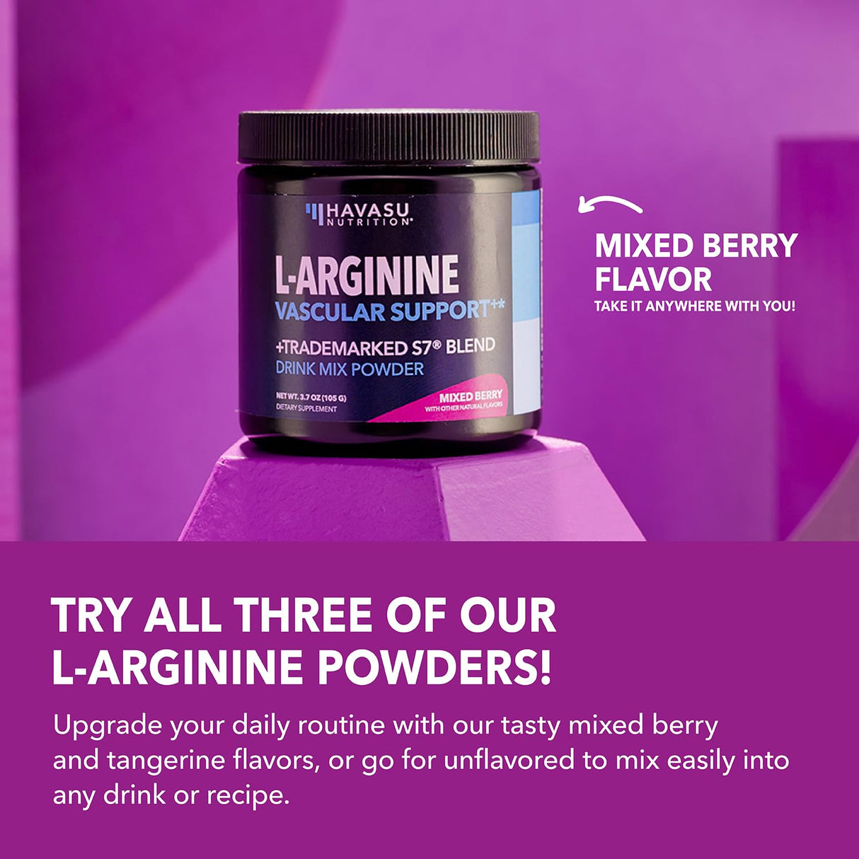 L-Arginine Powder - Nitric Oxide Supplement for Men and Women with L-Citrulline and Beet Root - Pre and Post Workout Support for Endurance and Recovery - Mixed Berry Flavor, 1 Month Supply (30 Scoops)