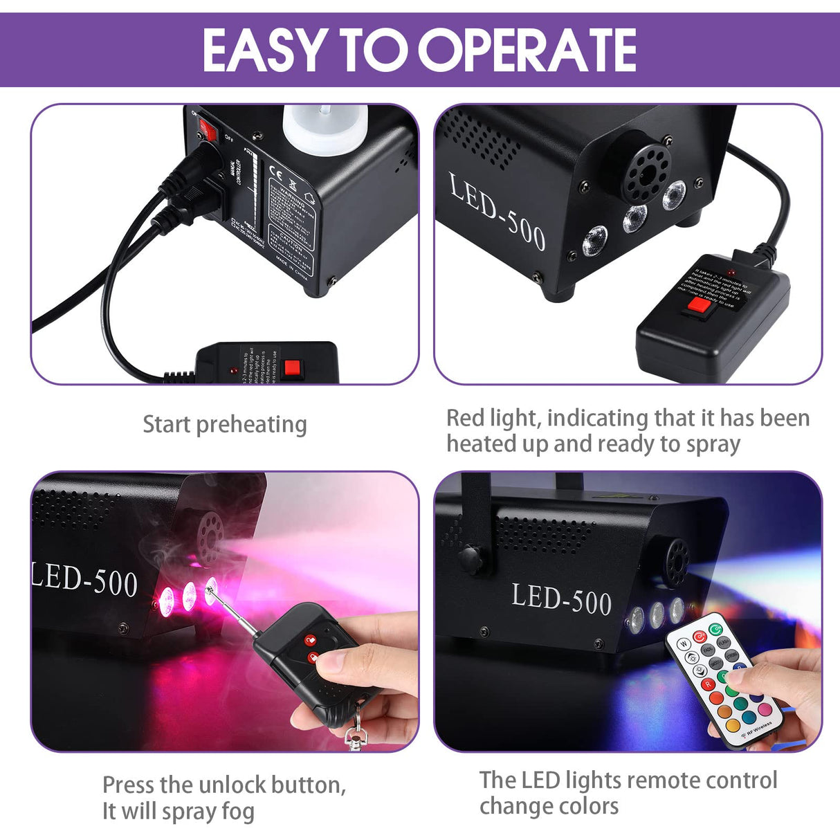 3 Pack Fog Machine Remote Control Replacement Part and Receiver 3 Pins Round Plug 13 Colors Wireless and Wired Remote with Fuse Protect for 400W 500W Fog Machine for Halloween Christmas New Year