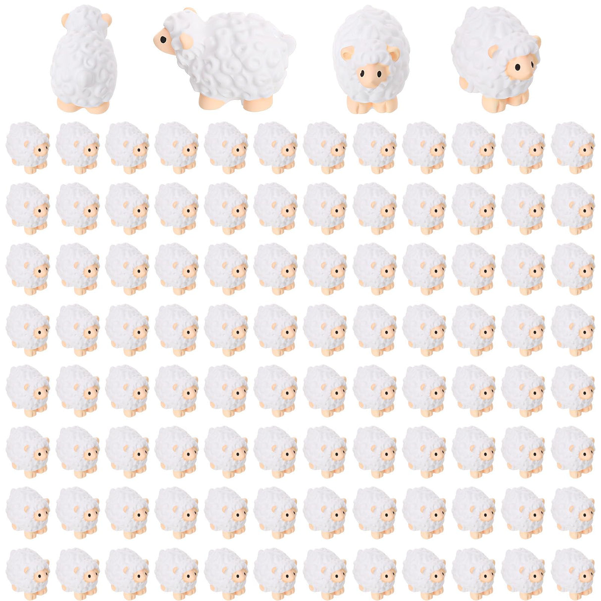 Guiqulai 100pcs Mini Resin Sheep Figurines Garden Decor Ornaments(White)