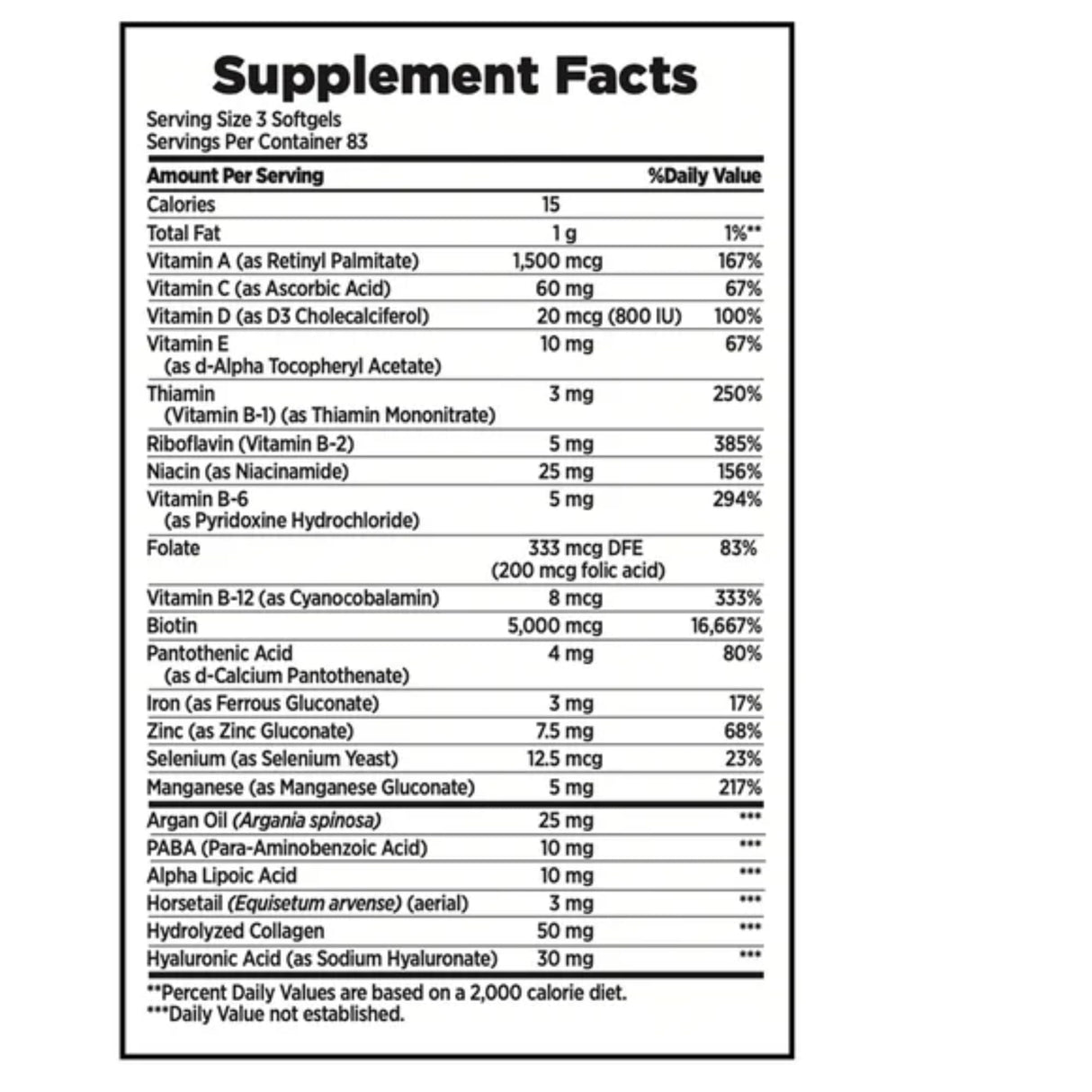 3 Pack Nature's Bounty Hair Skin and Nails 5000 mcg of Biotin - 250 Coated Tablets Extra Strength