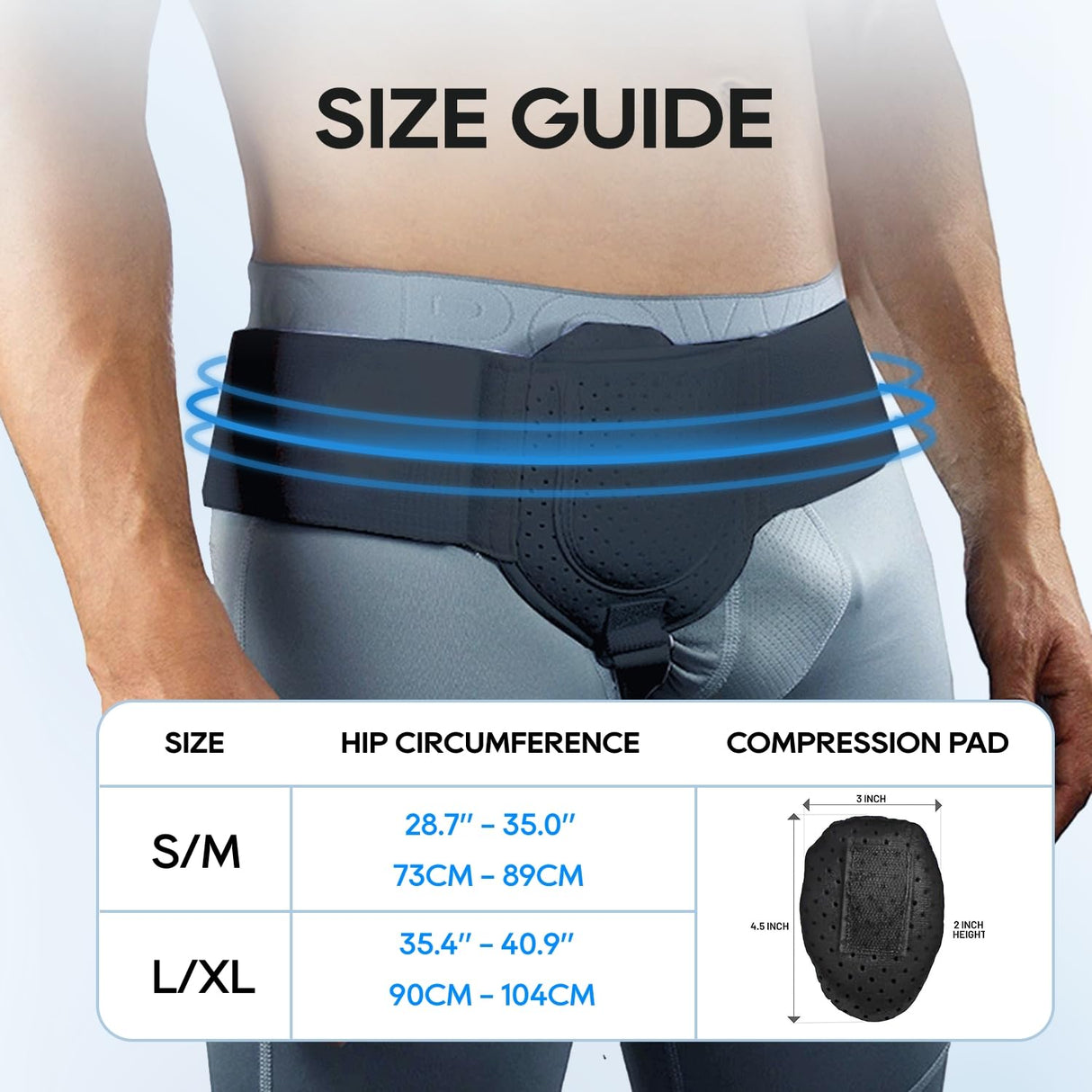 Awojrsky Hernia Belts for Men Inguinal, Hernia Support for Women and Men, Hernia Truss for Left or Right Side, Groin Belt, Adjustable Waist Strap with Removable Compression Pads