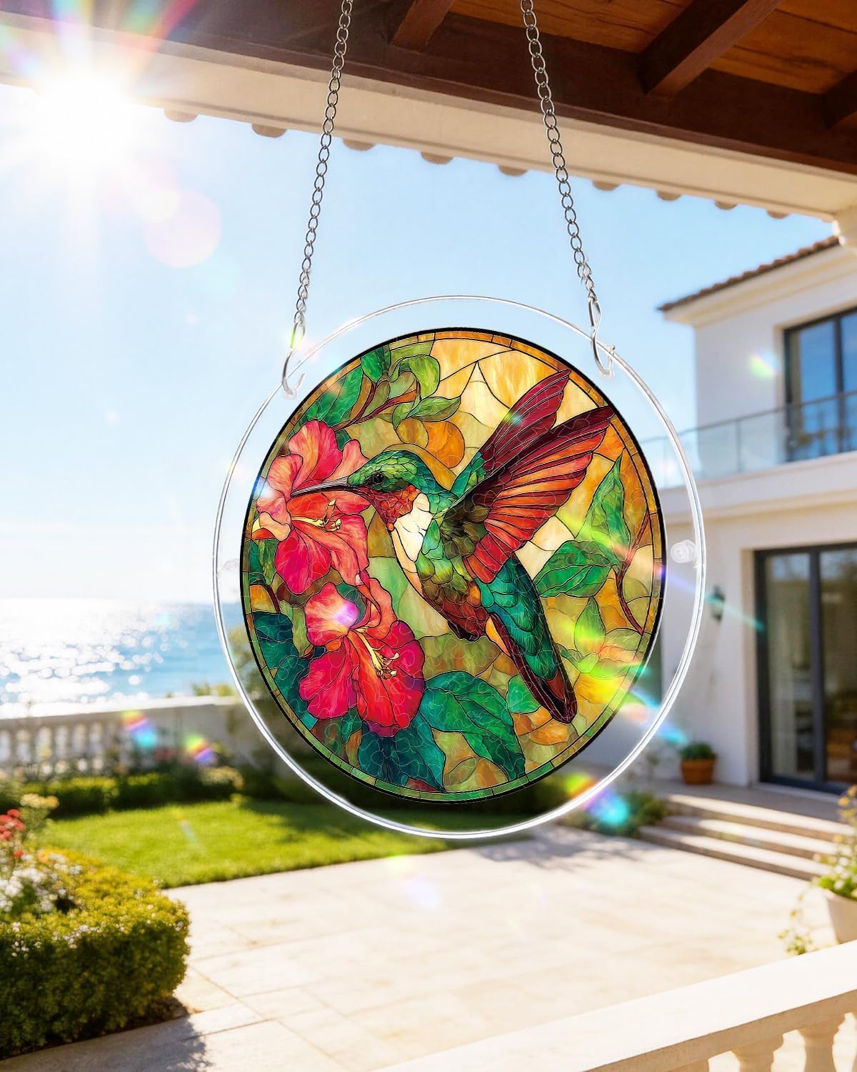 2-Pack Acrylic Puzzle Suncatcher 83 Pieces, Moonlit Dragonfly Sun Catchers Puzzle, DIY SunCatchers Puzzles Window Hanging, Home & Garden Decor (Tree + Hummingbird)