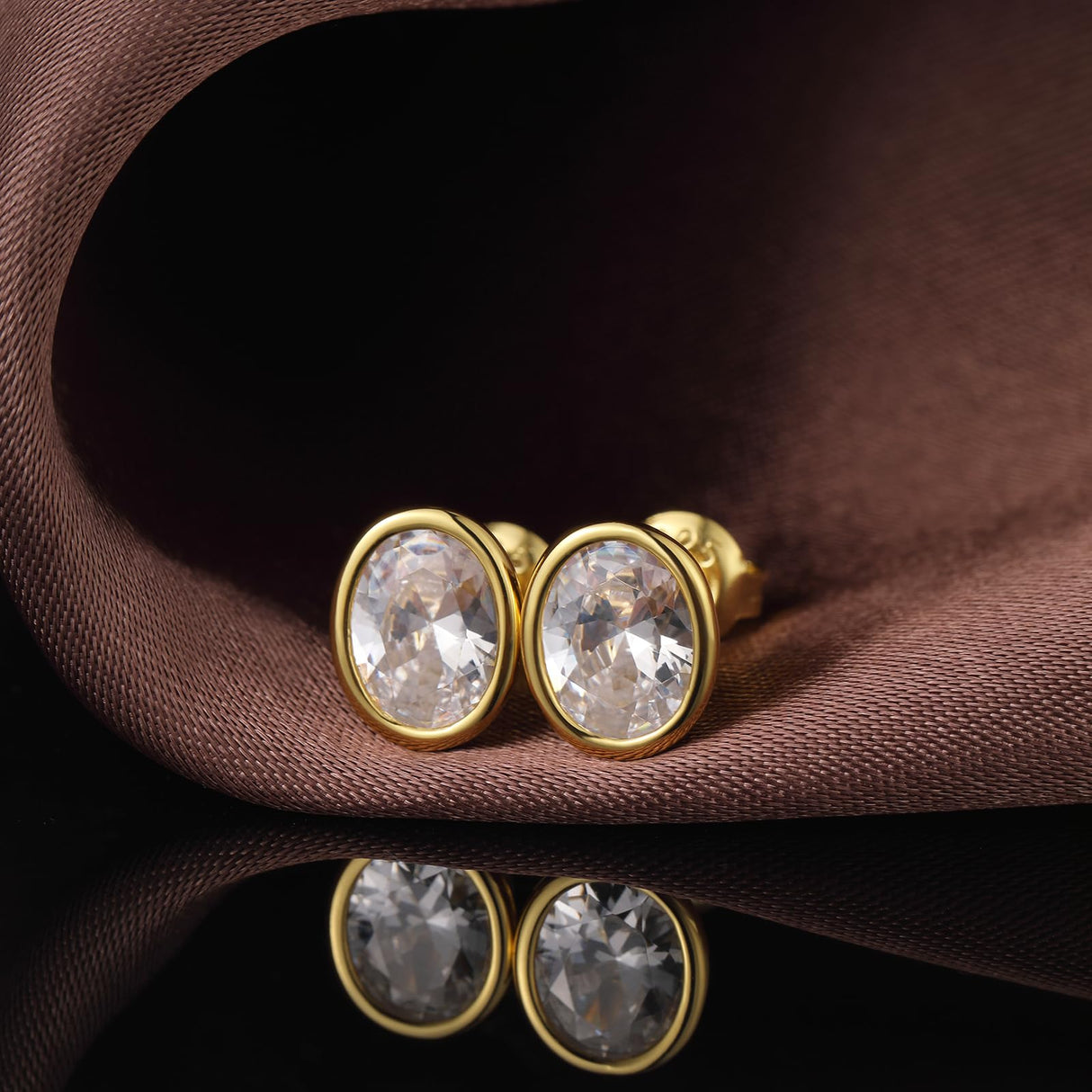 Oval Stud Earrings Bezel Earring Men 925 Sterling Silver Cubic Zirconia Stud Earring for Women 5MM Hypoallergenic CZ Earrings Jiahanzb Men Earrings