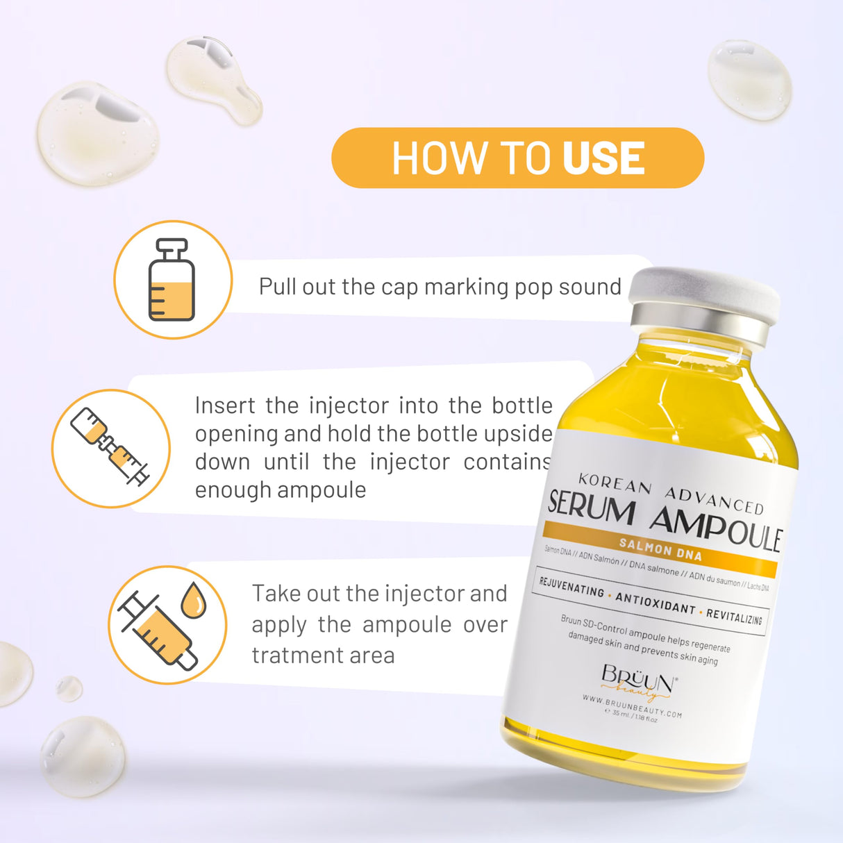 BRÜUN SD - Control Salmon DNA Ampoule - Micro Needling Korean Serum Booster for Face and Body to Use with and without Derma Pen Microneedling Skin Care Serum 1.18 fl.oz