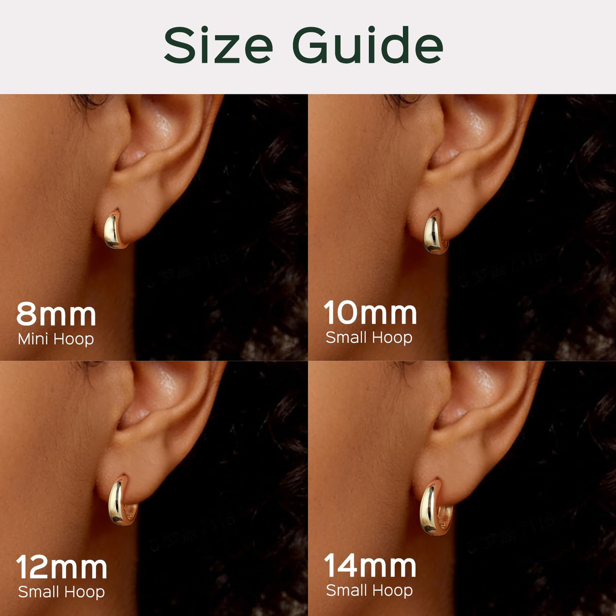 ChicSilver 14K Gold Plated Huggie Hoop Earrings 8mm, 925 Sterling Silver Tiny Gold Hoop Earrings for Women, Hypoallergenic Lightweight