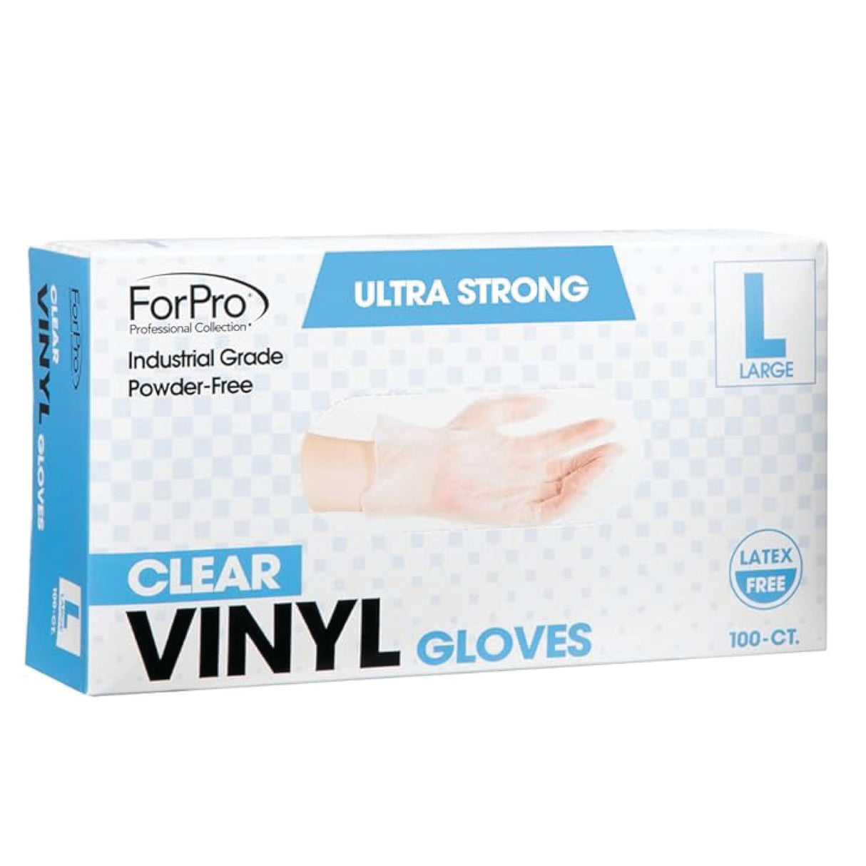 ForPro Disposable Vinyl Gloves, Clear, Industrial Grade, Powder-Free, Latex-Free, Non-Sterile, Food Safe, 2.75 Mil. Palm, 3.9 Mil. Fingers, Large, 100-Count (Pack of 10)
