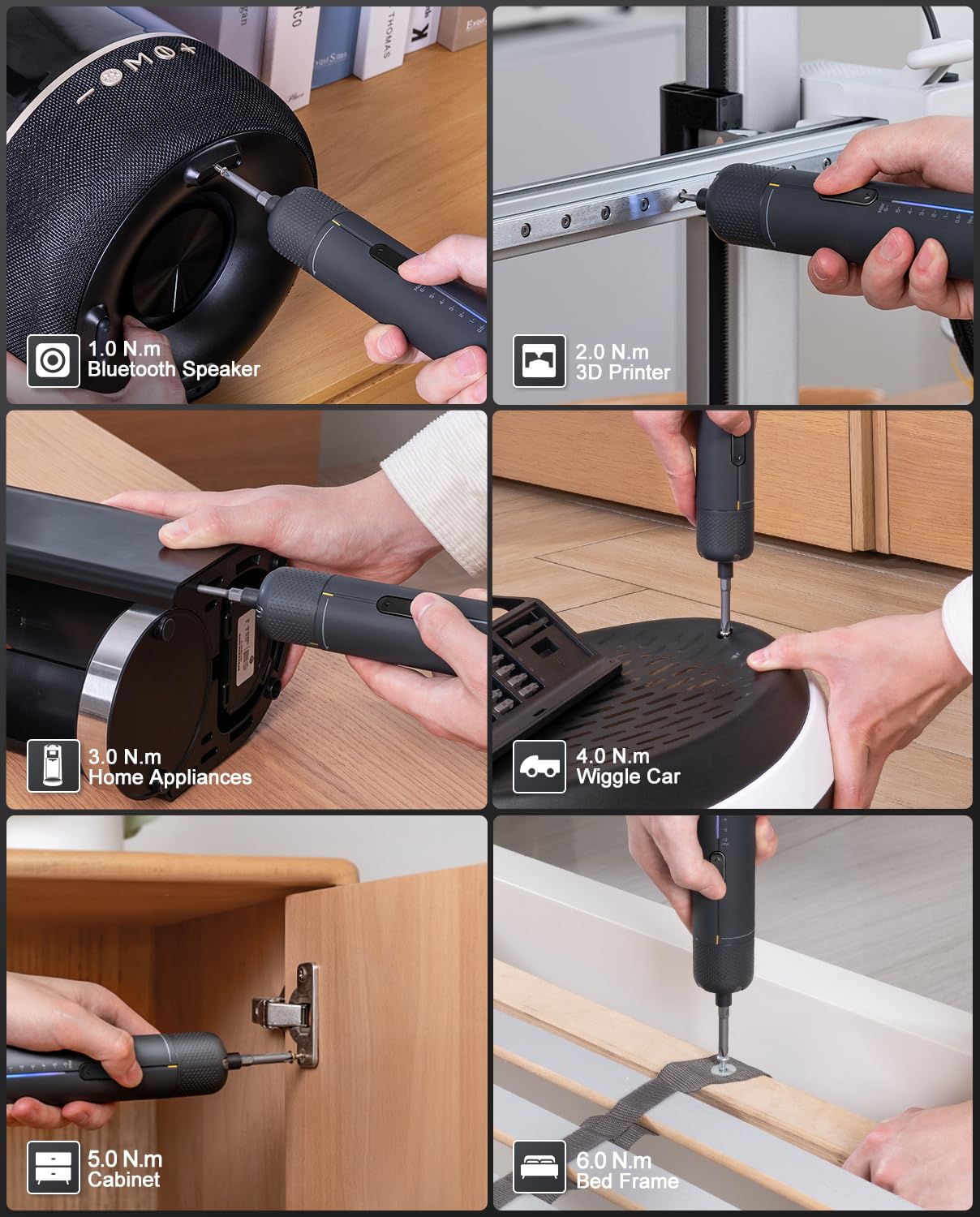Fanttik S2 Pro Electric Screwdriver, Cordless Screwdriver Set, 7 Torque Settings, 0.5 to 6N.m, 20 Magnetic Bits, 1/4''Hex Shank, with 90° Angle Adapter, for Furniture, Household Repairs(Space Grey)