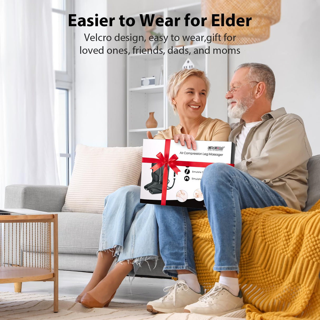 CINCOM Leg Massager for Circulation and Pain Relief, Air Compression Foot and Calf Massager Helpful for Relaxation, Swelling and Edema Gifts for Mom and Dad (with 2 Extensions) - FSA HSA Eligible