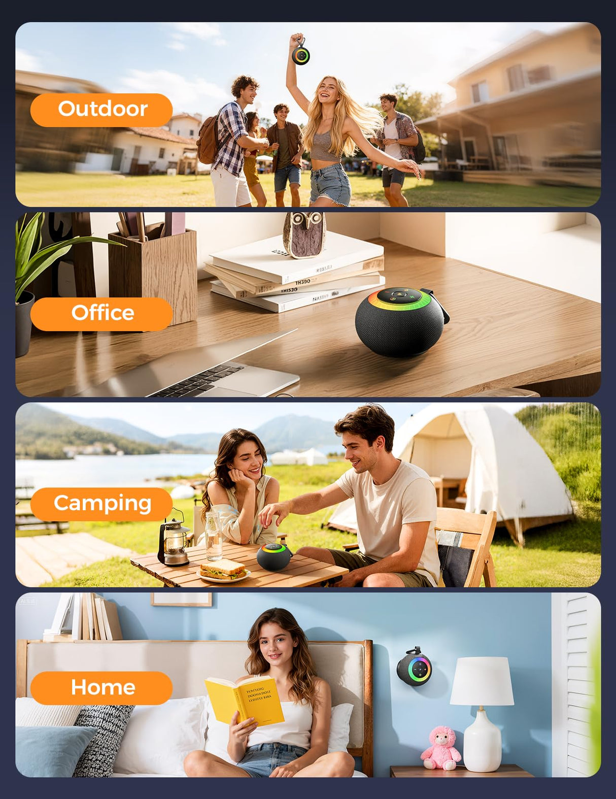 Stocking Stuffers for Men Teens Boys : Birthday Christmas White Elephant Gifts for Adults Women Girl Trendy Stuff, Shower Speaker Bluetooth Waterproof IPX7 Loud with Suction Cup, Cool Gadgets-Black