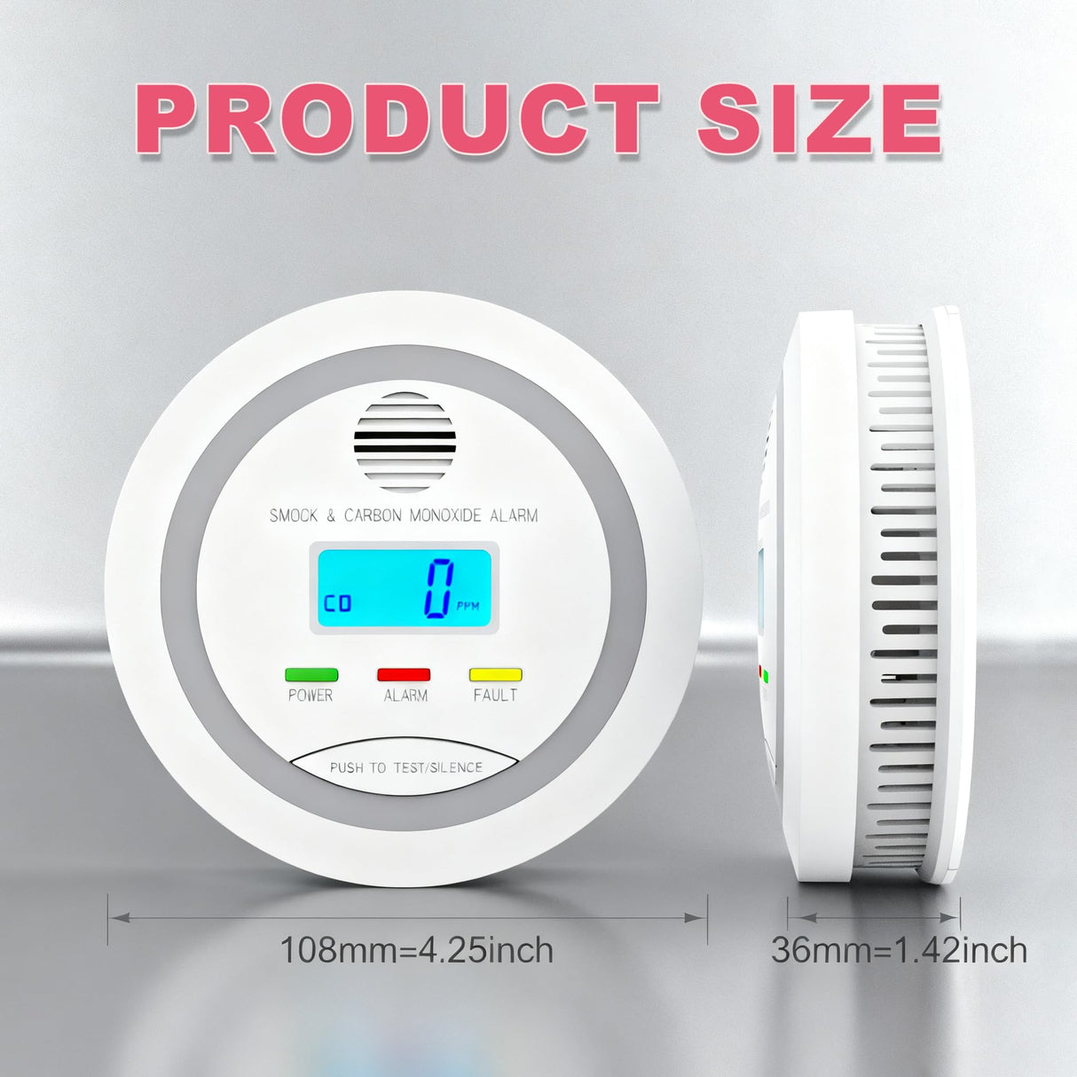 3 Packs Smoke and Carbon Monoxide Detector, 2-in-1 Combo Alarm, Battery Operated Smoke Detector & CO Alarm with LCD Display, Dual Sensor Smoke Alarm &CO Sensor, Easy to Install,85db Sound