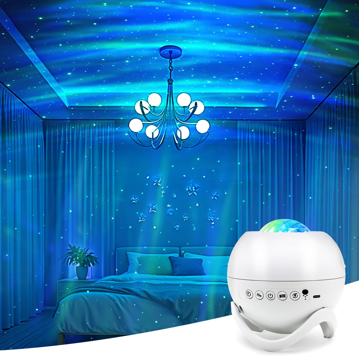 Star Projector Galaxy Projector for Bedroom, White Noise Bluetooth Speaker Northern Lights Projector, Suitable Gaming, Home Theater, Adult, Christmas Mood Night Light