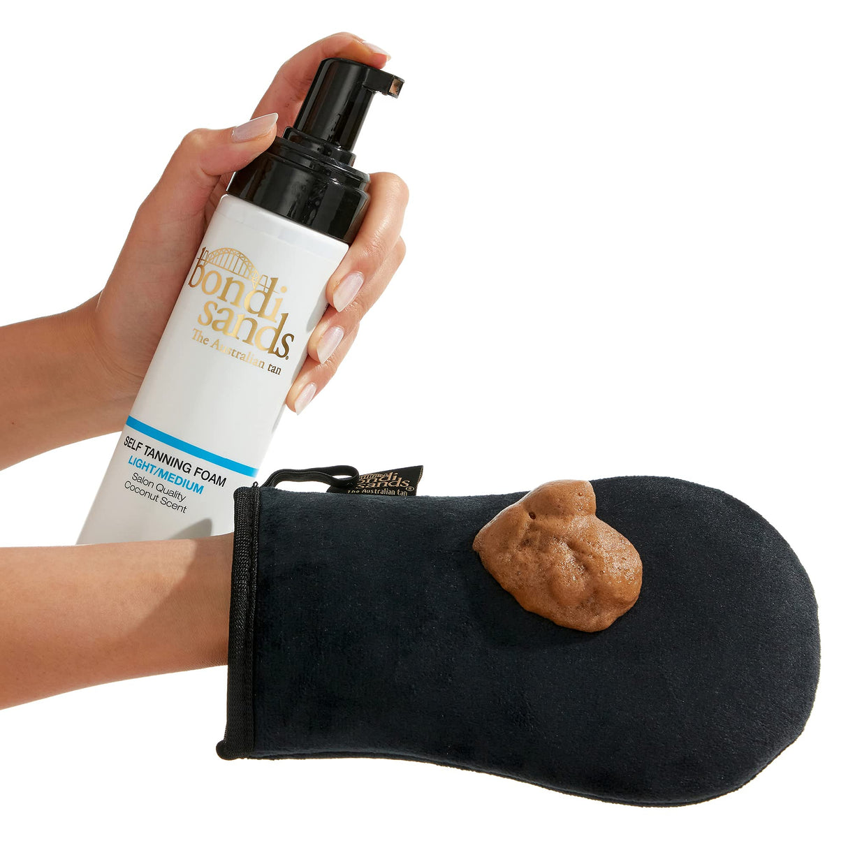 Bondi Sands Light/Medium Self Tanning Foam + Application Mitt | Includes Lightweight Sunless Foam + Reusable Mitt for a Flawless Finish (2-Pack +Mitt)