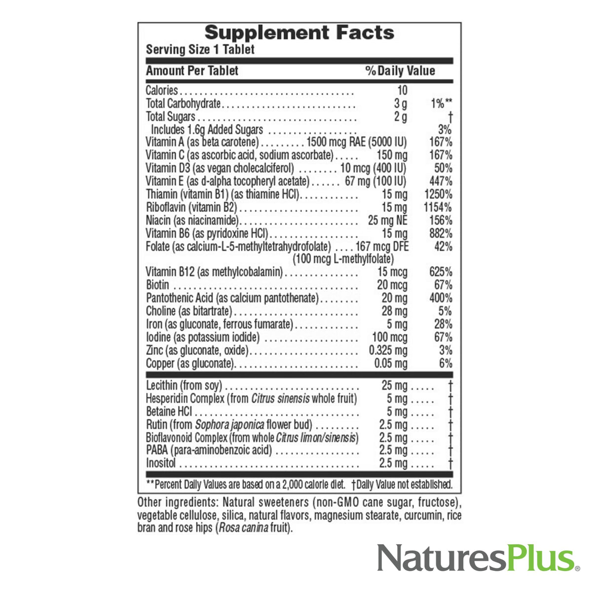 Natures Plus Adult's Chewable Multivitamin - 90 Vegetarian Tablets - Pineapple Flavor - Natural Whole Foods Supplement for Overall Health, Energy - Gluten-Free - 90 Servings
