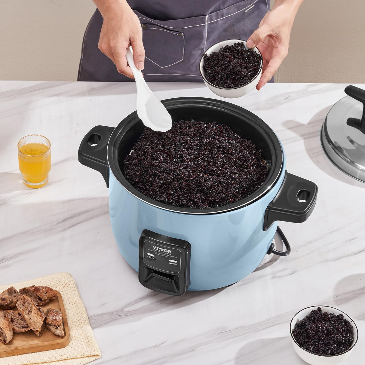VEVOR Commercial Rice Cooker, 40-Cup Rice Cooker, 8.45 Qt / 8 Liter Large Rice Cooker and Warmer with Nonstick Inner Pot, Fast Cooking and 24-Hour Keep Warm, with Rice Cup and Paddle, for Restaurant