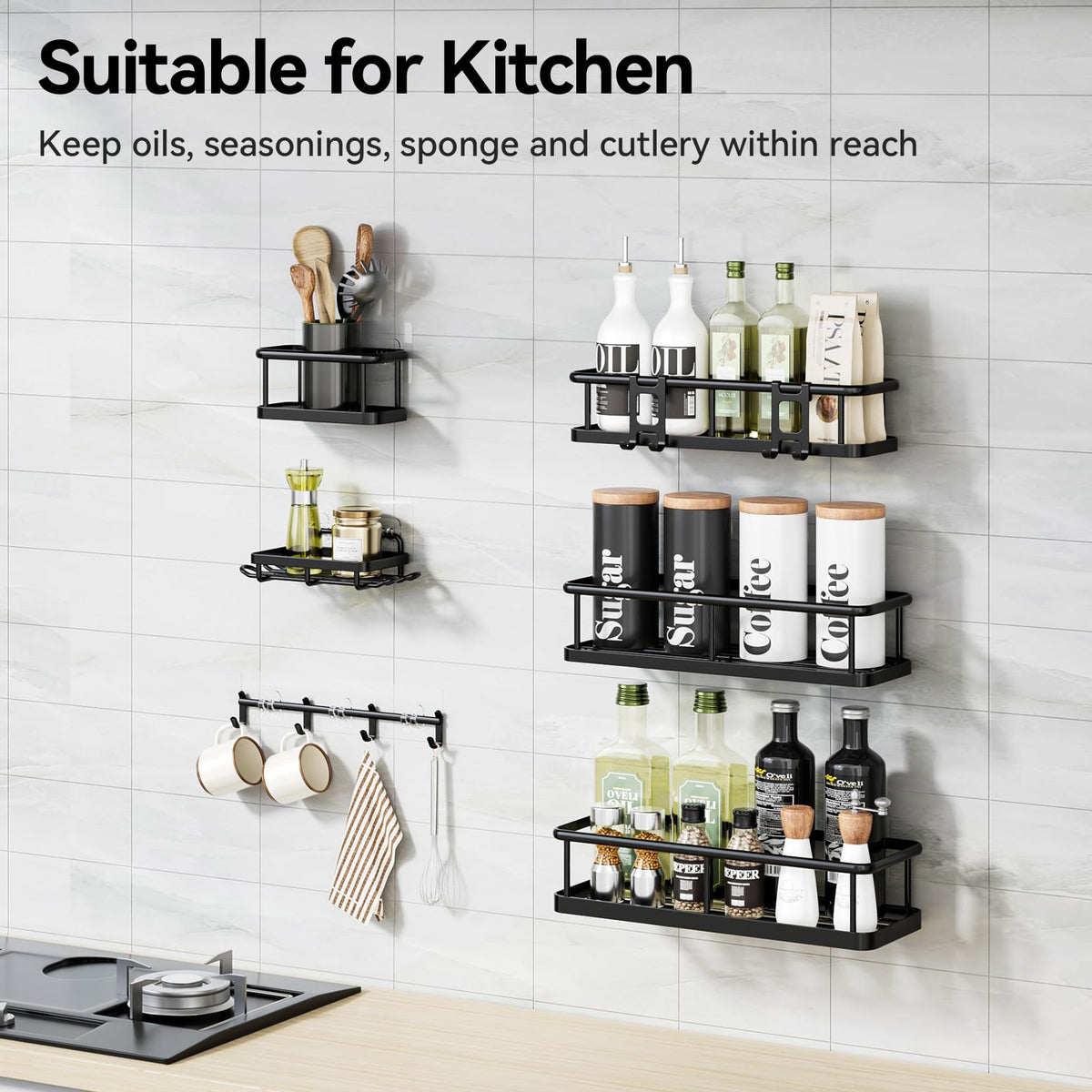 YASONIC Shower Caddy Adhesive, Rustproof Shower Shelves for Inside Shower