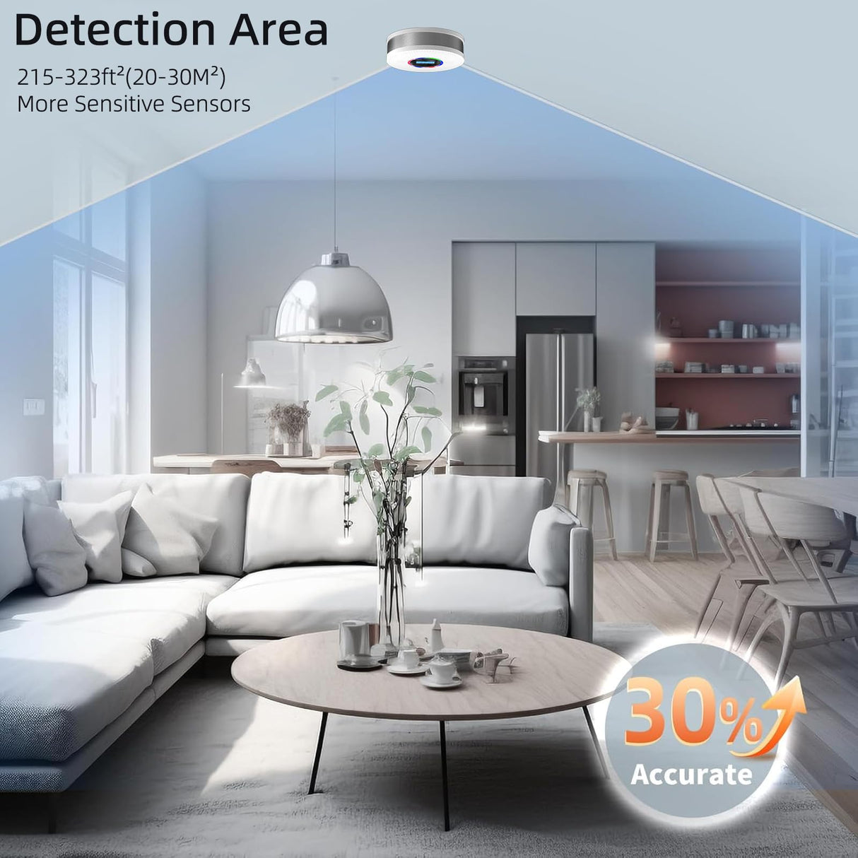 Smoke and Carbon Monoxide Detector, Combination Smoke Alarm and Carbon Monoxide Detector Battery Powered, CO Detector with Sensitive Sensor, LCD Display and Sound Warning