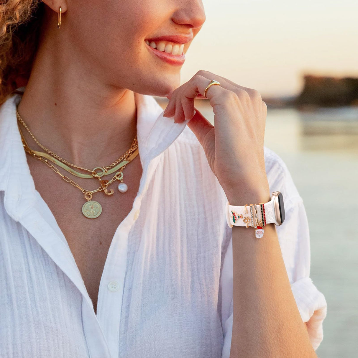 DaQin Christmas Engraved Band Compatible with Apple Watch Bands for Women 40mm 38mm 41mm 42mm,Soft Silicone Strap With Dressy Decorative Apple Watch Charms for iWatch Series 11 10 9 8 7 6 5 4 3 2 1 SE