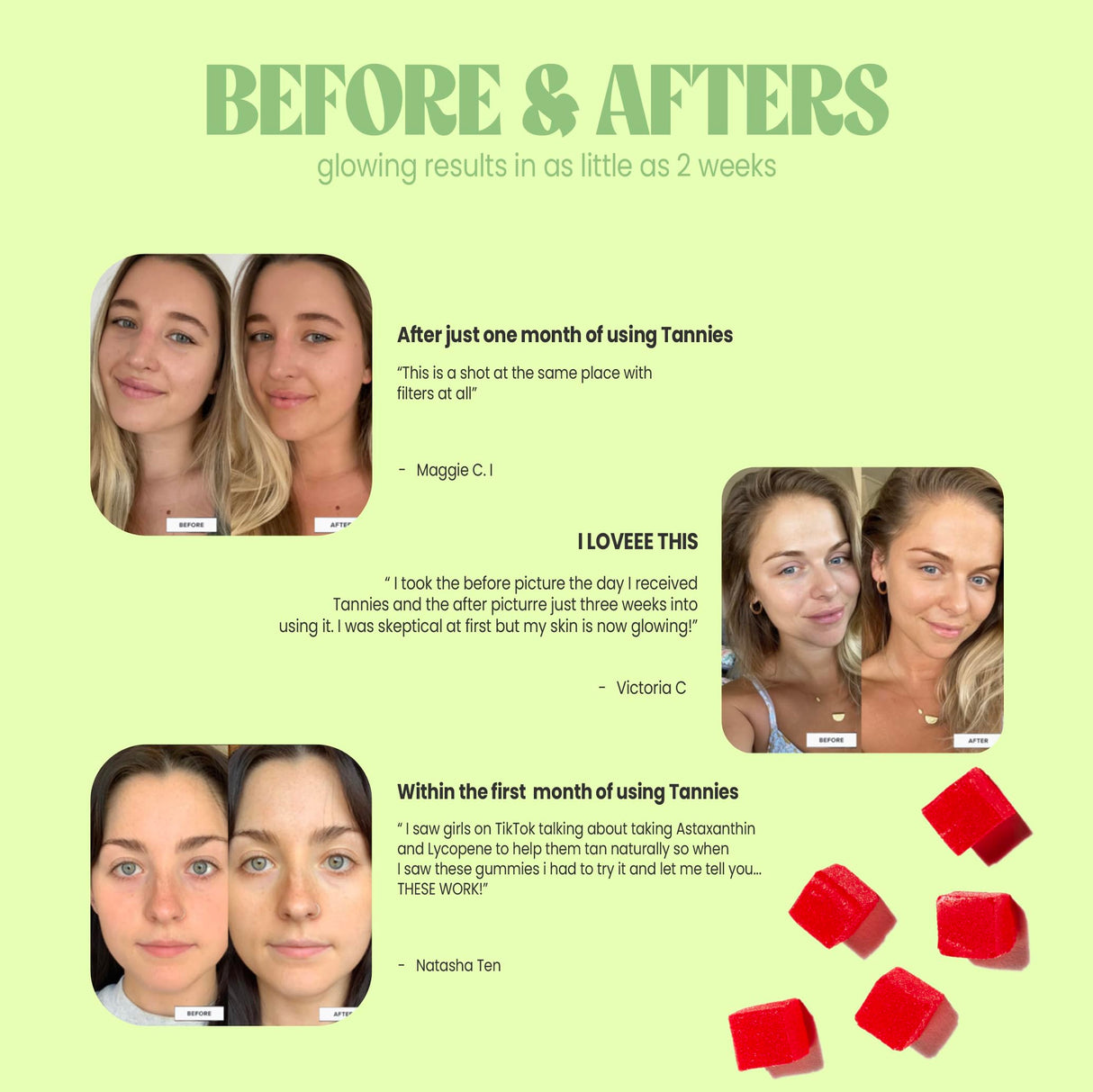 Tannies Tanning Gummies | Natural Tanning Supplement with Astaxanthin, Lycopene & Beta Carotene | Vegan, Non-GMO | Boost Melanin for Radiant Skin | 30-Day Supply for Skin Health & Glow