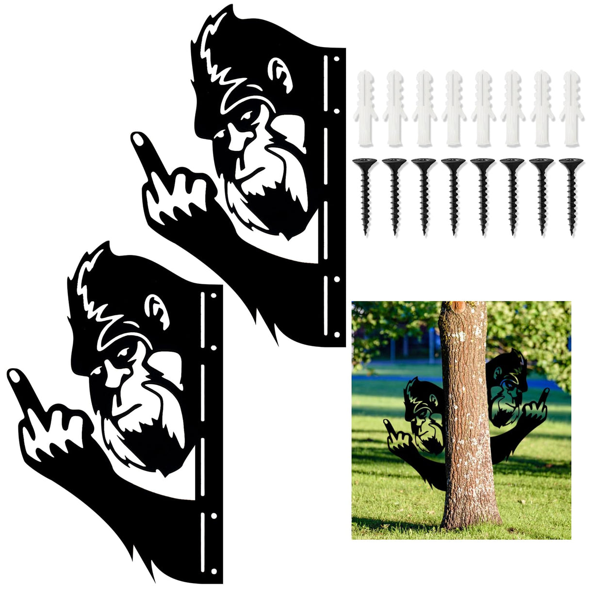 2 Pack 13 Inch Bigfoot Yard Decor, Funny Metal Sasquatch Signs