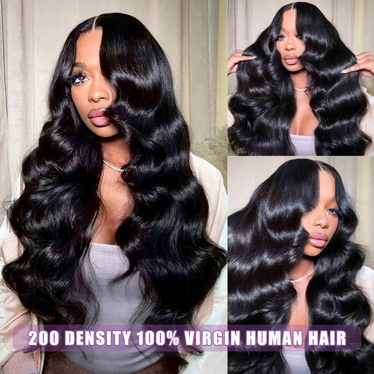 30 Inch 13x6 Body Wave Lace Front Wigs Human Hair 200 Density HD Lace Front Wigs Human Hair Pre Plucked Brazilian Virgin Wigs Human Hair for Women Glueless Lace Frontal Wig Natural Black Body Wave Wig