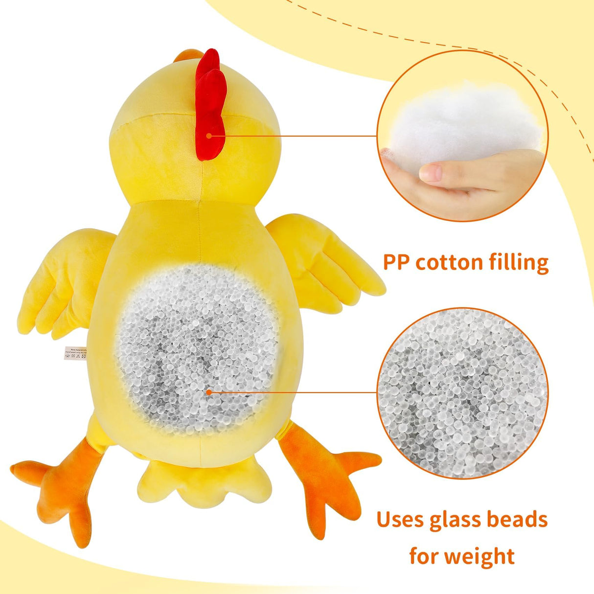 24" 4.2 lbs Weighted Stuffed Animals, Weighted Chicken Plush, Cute Weighted Stuffed Animal Chick Plushie Dolls Throw Pillow Birthday Christmas Gifts for Children Kids Adults