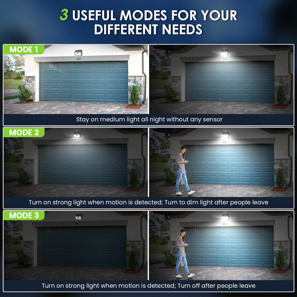 Solar Motion Lights Outdoor, Ultra Bright Solar Fence Lights with Motion Sensor, IP65 Waterproof Security Light 3 Modes, 270ยฐ Lighting Angle, Wall Lights for Deck Patio Fence Garage Door (6 Packs)
