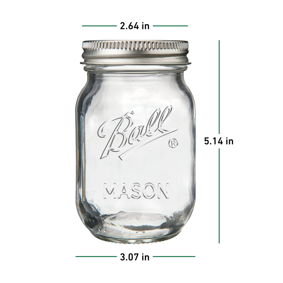 Ball Regular Mouth Pint Glass Mason Jars, 16oz, 8-Count
