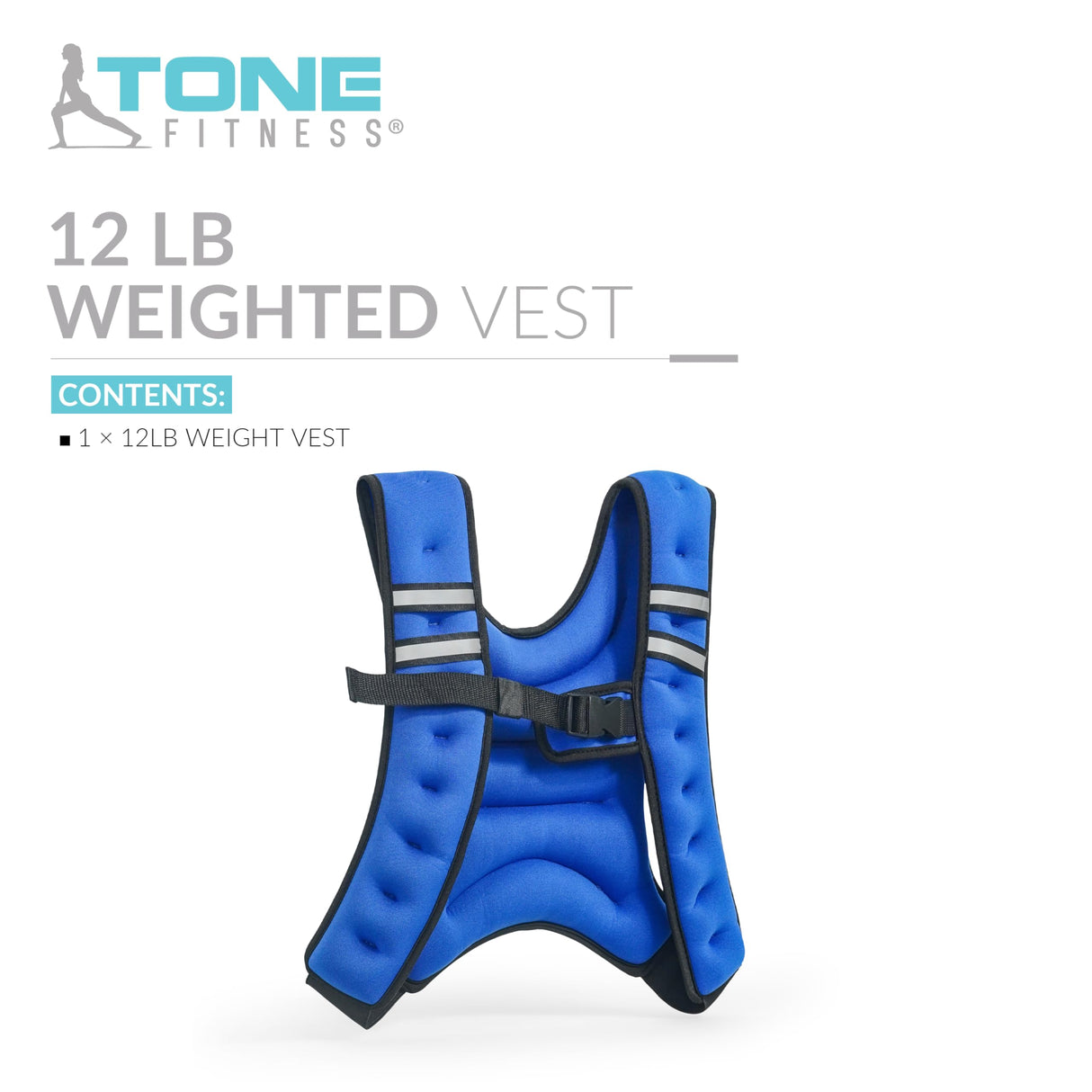 Tone Fitness HHWV-TN012 Weighted Vest, 12 lbs, Blue