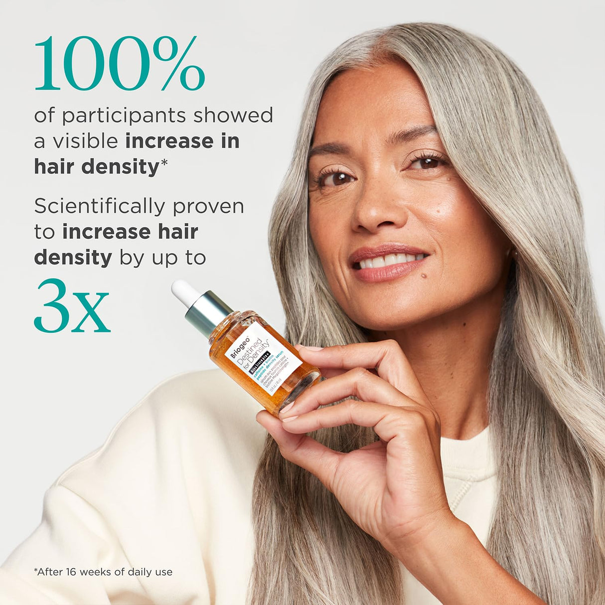 Briogeo Destined For Density MegaStrength+ Caffeine + Biotin Peptide Density Serum, Increases Hair Thickness and Density, Fast-Absorbing & Non-Greasy, Fragrance-Free, Vegan, Cruelty-Free, 1.5 fl oz