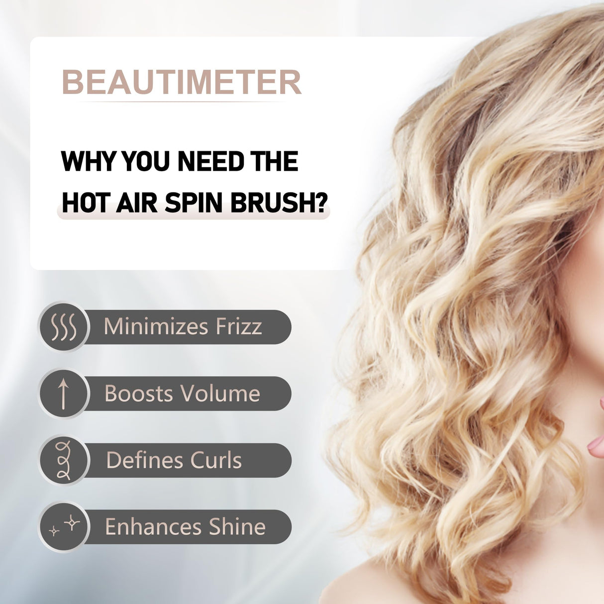 Beautimeter Hair Dryer Brush, Spinning Blow Dryer Brush for Smooth Blowouts, 3-in-1 Rotating Hot Air Brush Styler for Various Hair Styles
